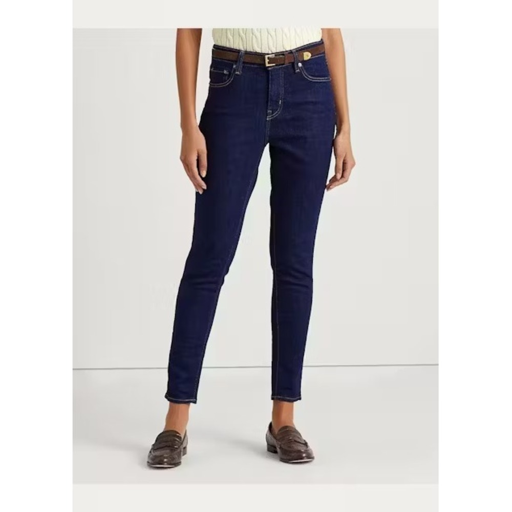 LAUREN RALPH LAUREN Womens High-Rise Skinny Ankle Jean Blue‎ Denim Size 16 NWT